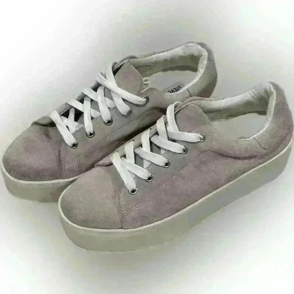 Steve Madden Palmer Platform Sneakers 9M Pink Cream Suede Y2K Soft Chunky - Picture 3 of 9